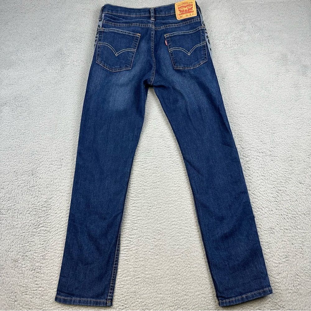 Levis 502 Jeans Womens 16 Regular Blue  Tapered Leg Stipe Logo Denim Prep 28x29* - Picture 6 of 16